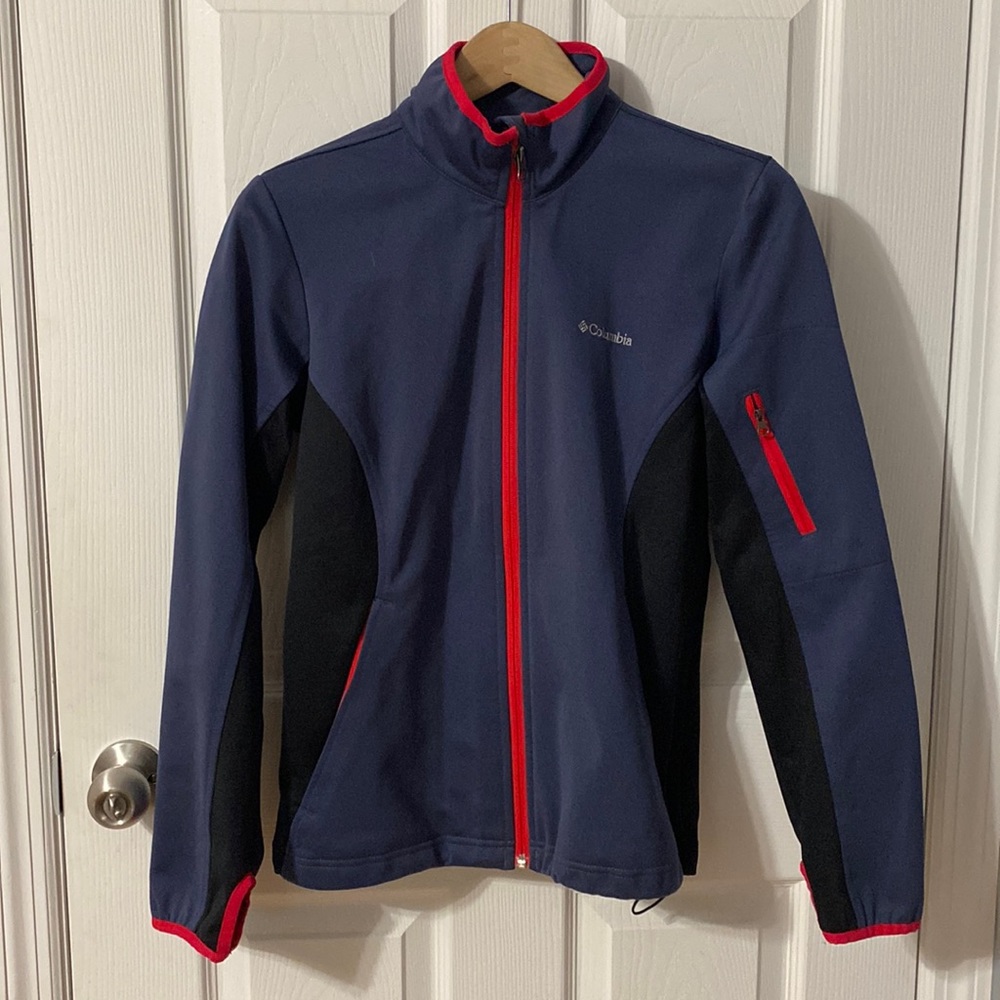 Columbia navy red thermal Omni heat hiking athletic coat Sz Small
